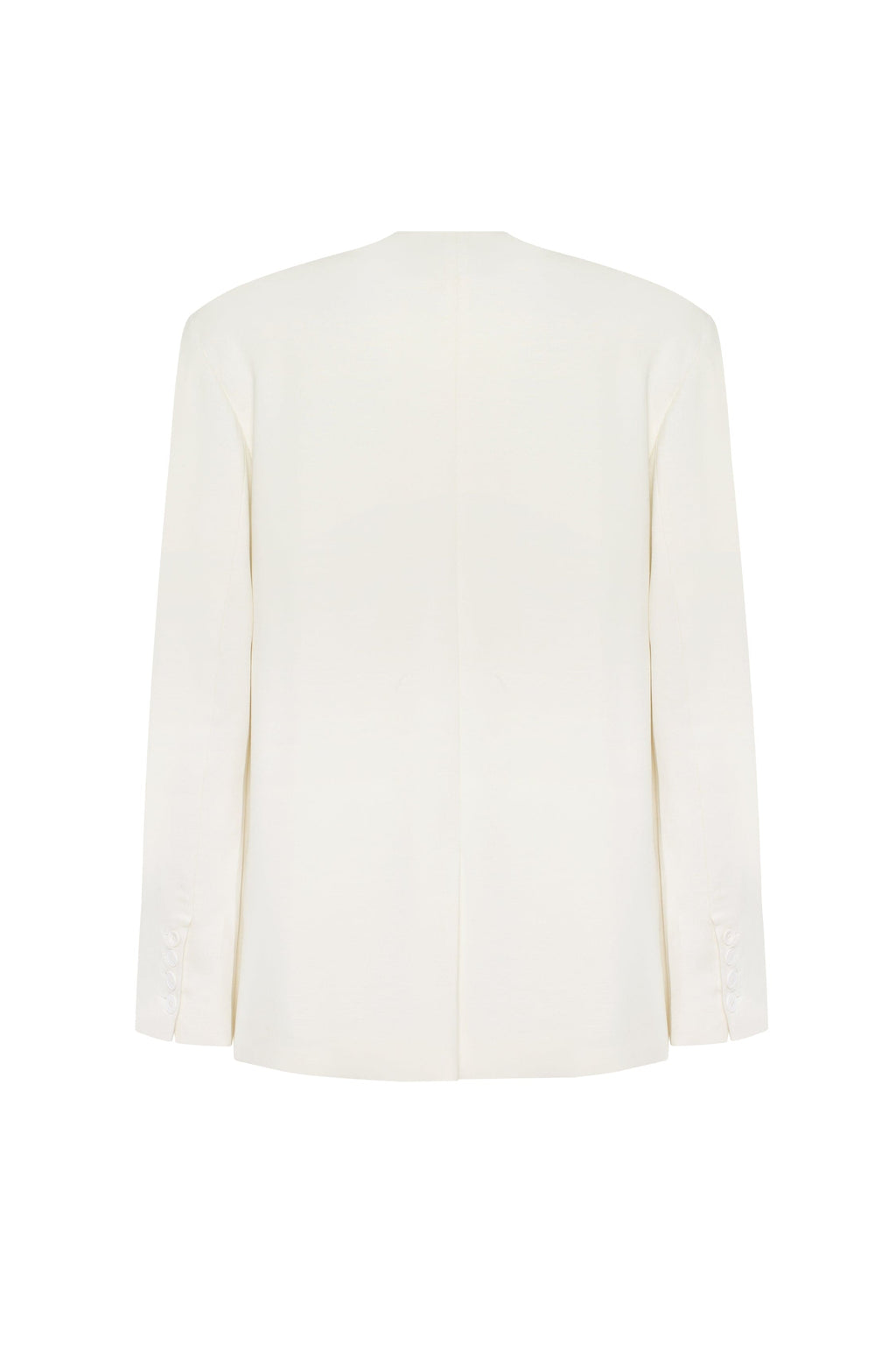 Lapel-Pocket Oversized White Boyfriend Blazer