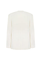 Lapel-Pocket Oversized White Boyfriend Blazer