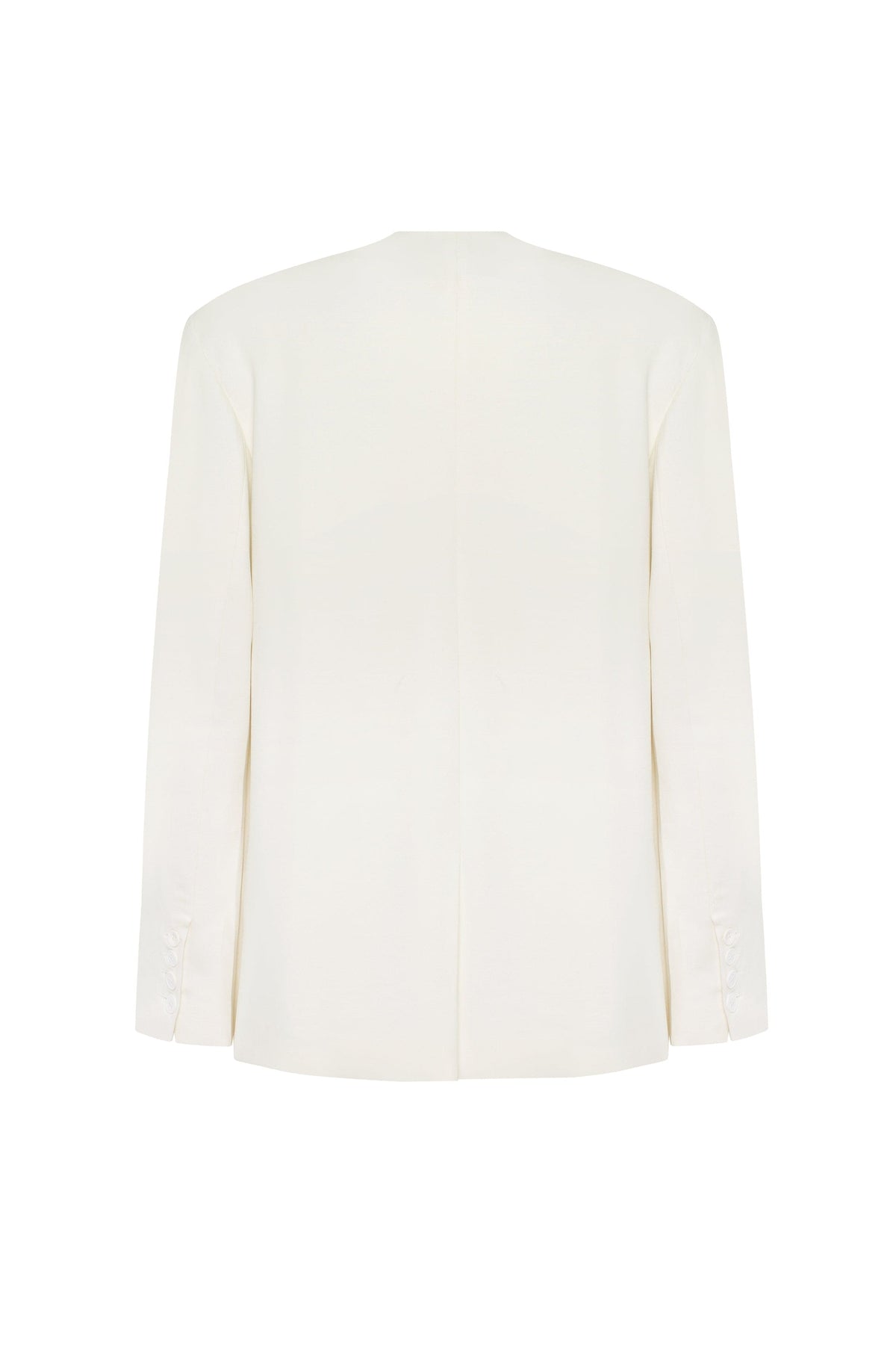 Lapel-Pocket Oversized White Boyfriend Blazer