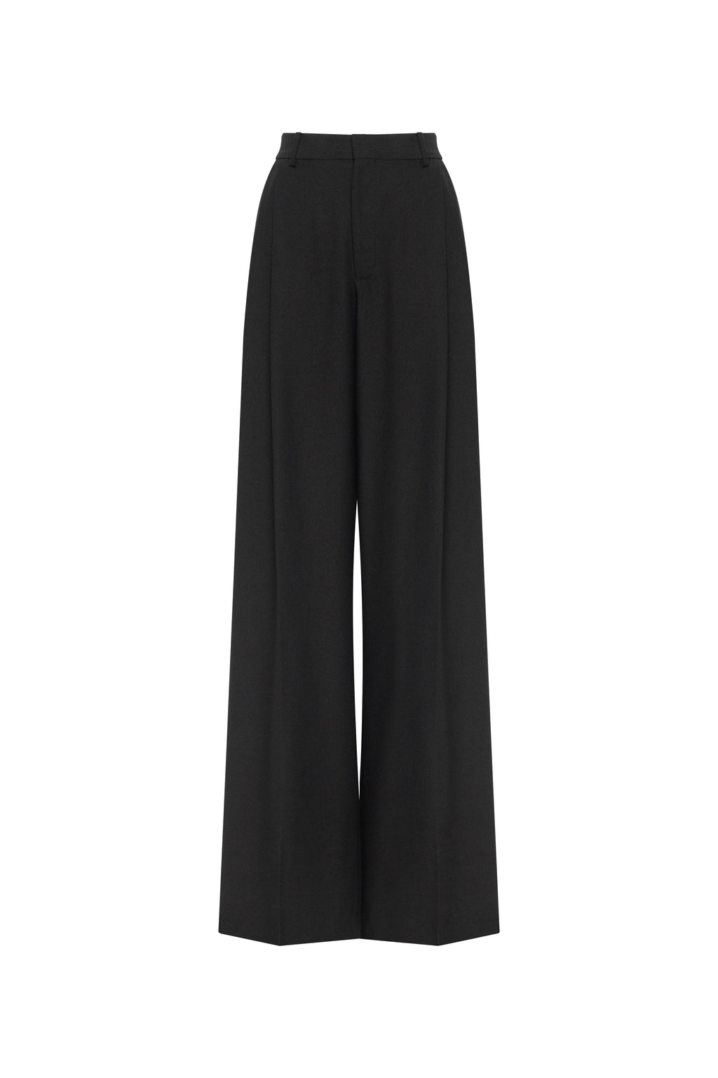High-Waist Straight Suit-Fabric Black Pants