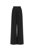 High-Waist Straight Suit-Fabric Black Pants