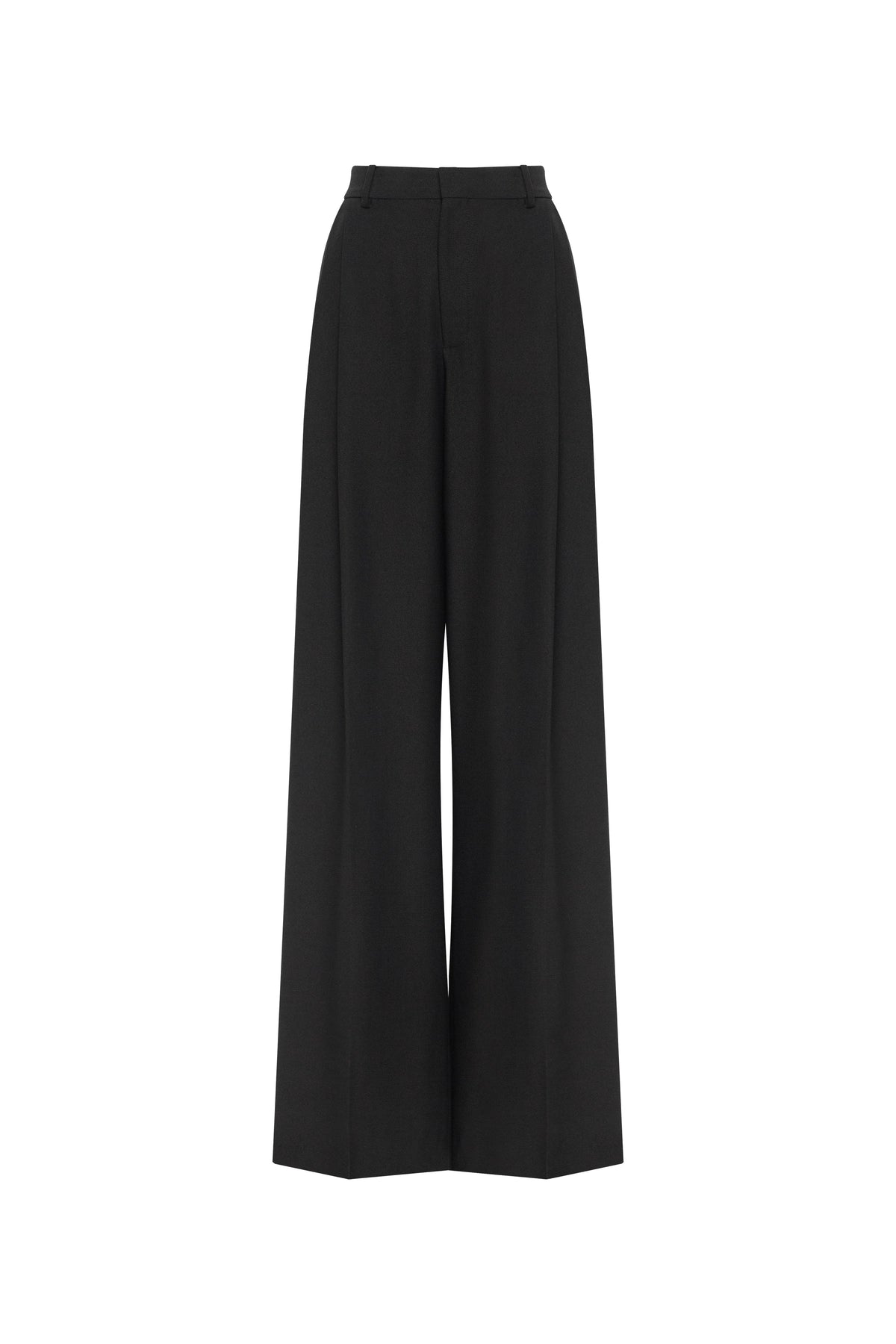 High-Waist Straight Suit-Fabric Black Pants