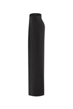 High-Waist Straight Suit-Fabric Black Pants