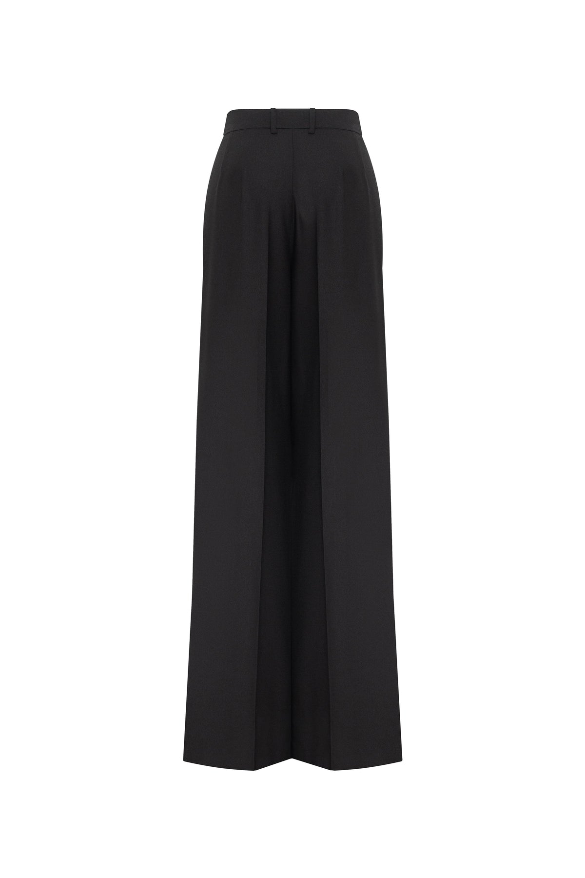 High-Waist Straight Suit-Fabric Black Pants