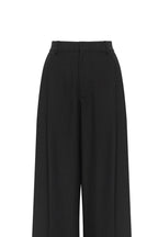 High-Waist Straight Suit-Fabric Black Pants