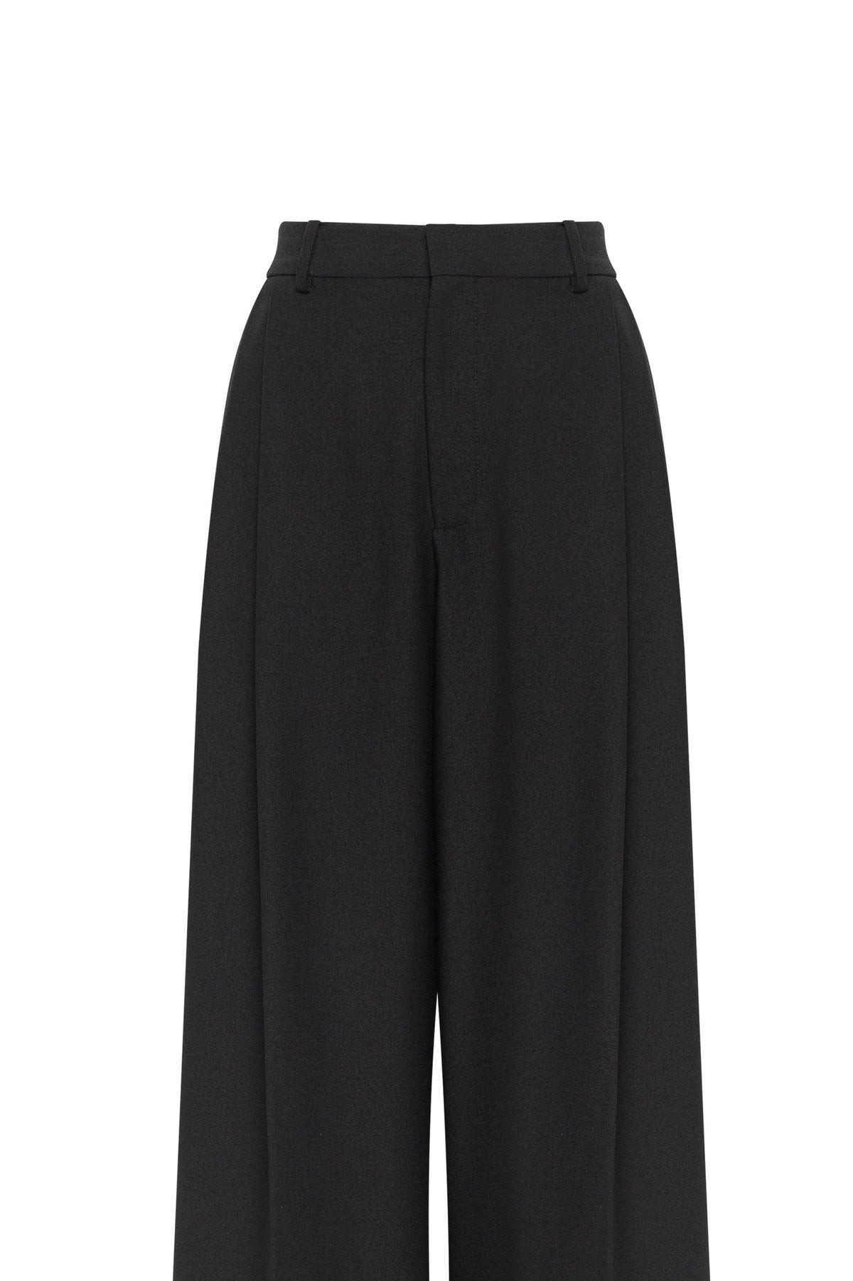 High-Waist Straight Suit-Fabric Black Pants