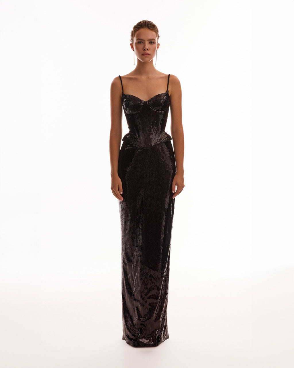Flared Hem Sparkle Black Sequin Skirt