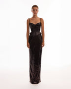 Flared Hem Sparkle Black Sequin Skirt