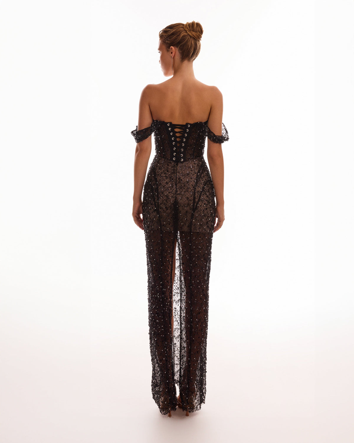 Sequin Lace Fitted Maxi Dress