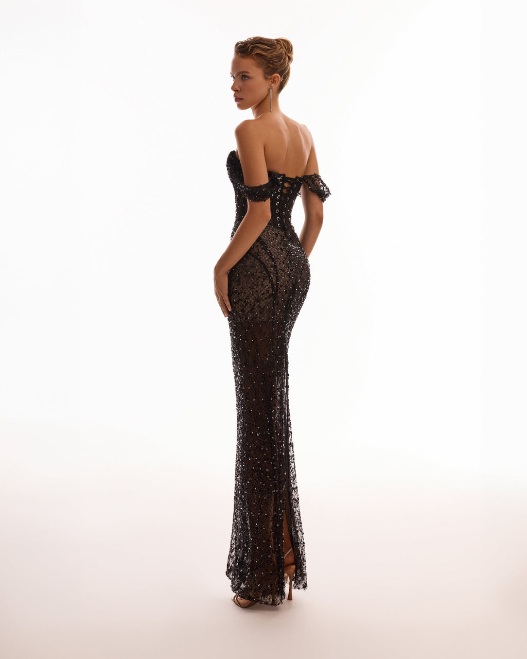 Sequin Lace Fitted Maxi Dress