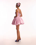 Satin Bubble Skirt Pink Mini Dress