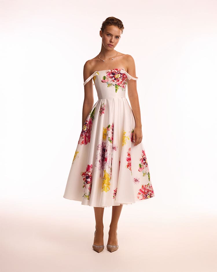 Straight-Neck Fitted-Pocket Satin Dress