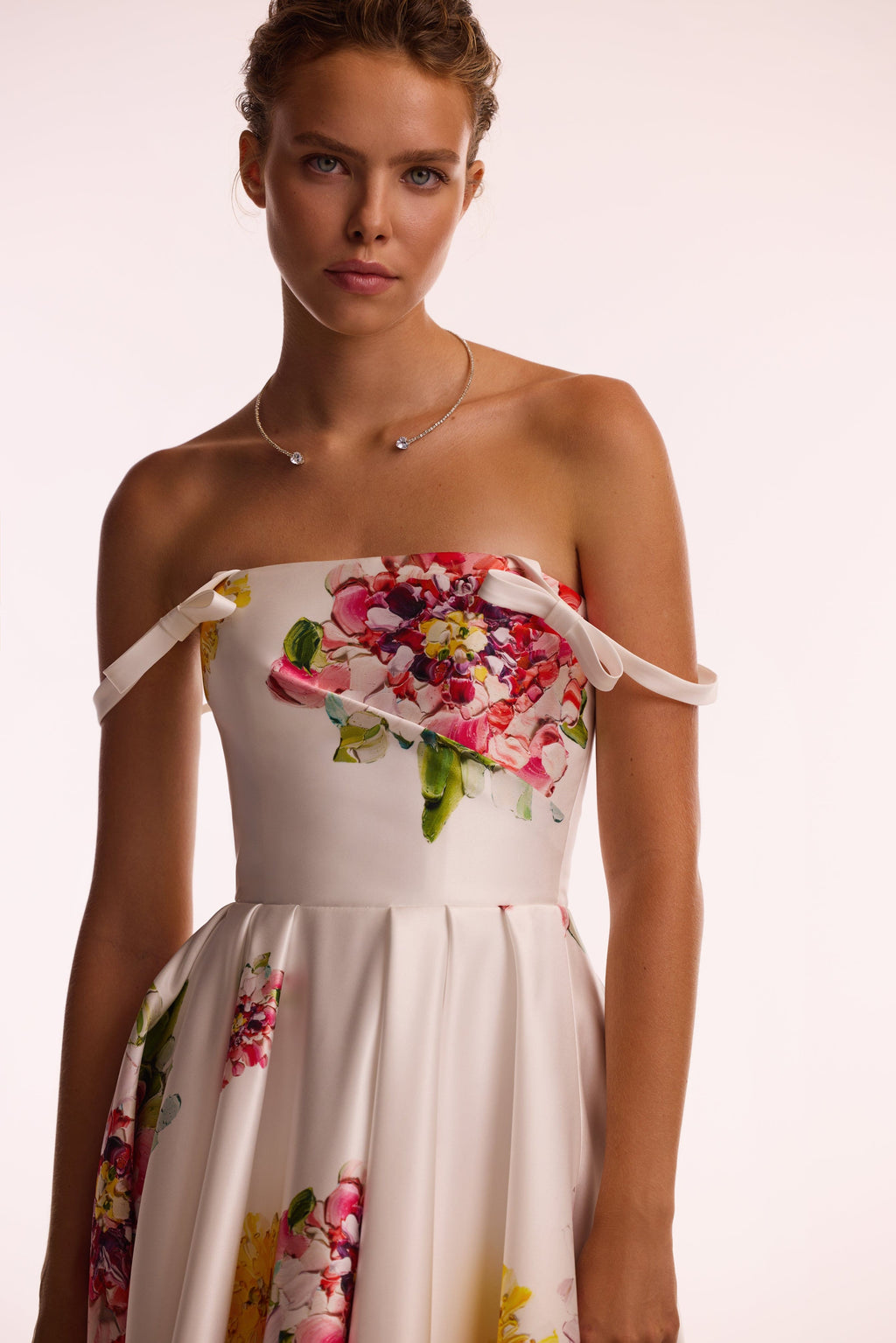 Straight-Neck Fitted-Pocket Satin Dress