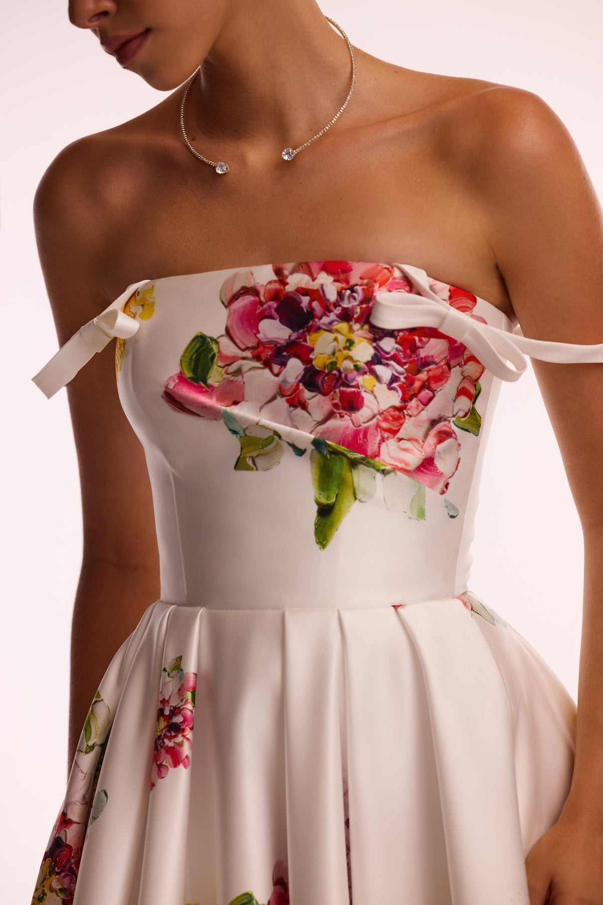 Straight-Neck Fitted-Pocket Satin Dress