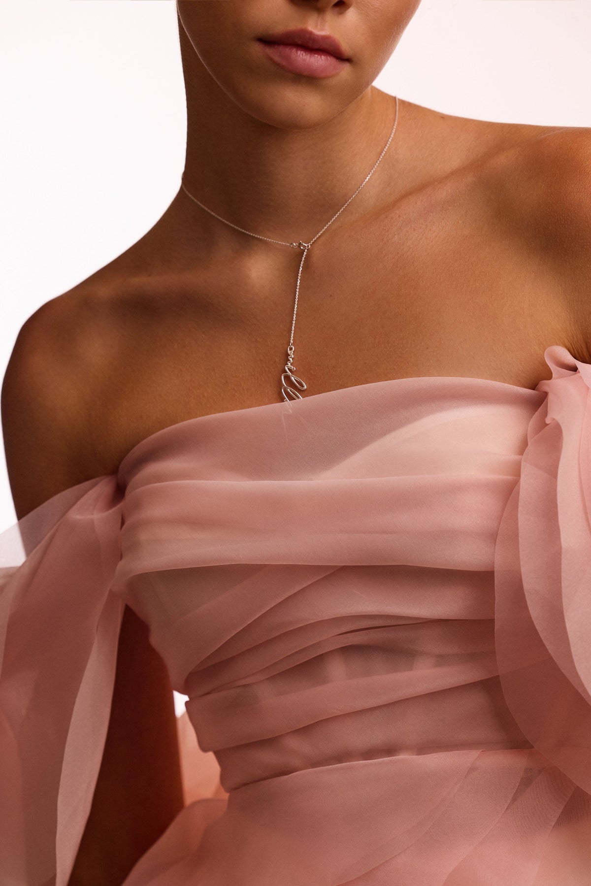 Gathered Waist Straight Neck Bow Pink Top