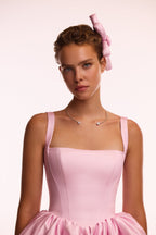 Satin Bubble Skirt Pink Mini Dress