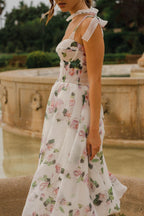 Tender floral midi tie-strap dress - Milla