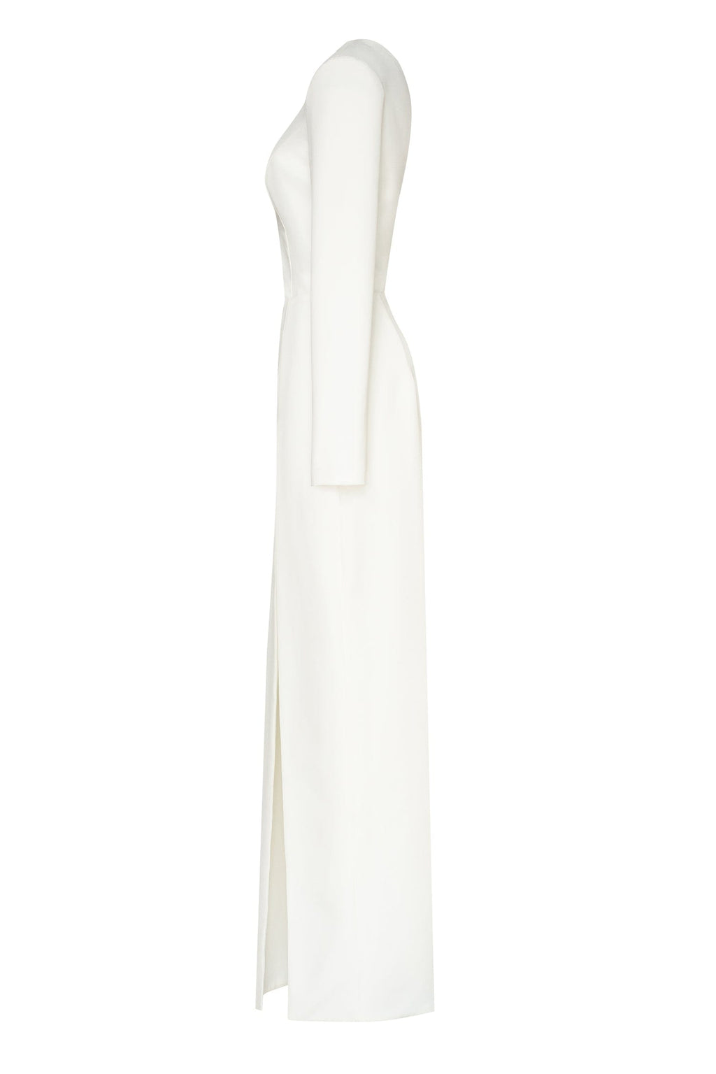 White Long-sleeved dress with sharp shoulder cut - Milla