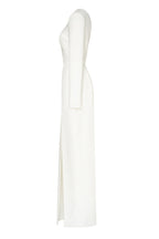 White Long-sleeved dress with sharp shoulder cut - Milla