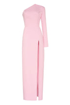 Pink Long-sleeved dress with sharp shoulder cut - Milla