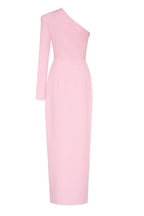 Pink Long-sleeved dress with sharp shoulder cut - Milla