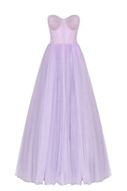 Lavender Tulle Maxi Dress with a Corset Bustier - Milla