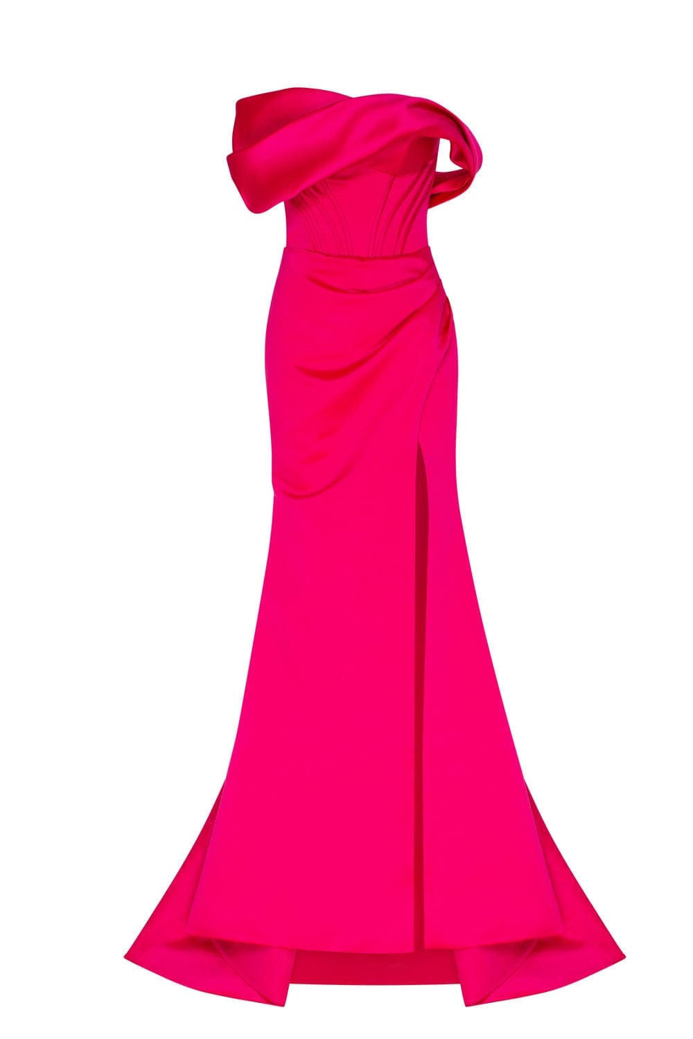 Fuchsia Princess strapless gown with thigh slit - Milla