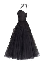 Adorable midi tie-strap black tulle dress - Milla