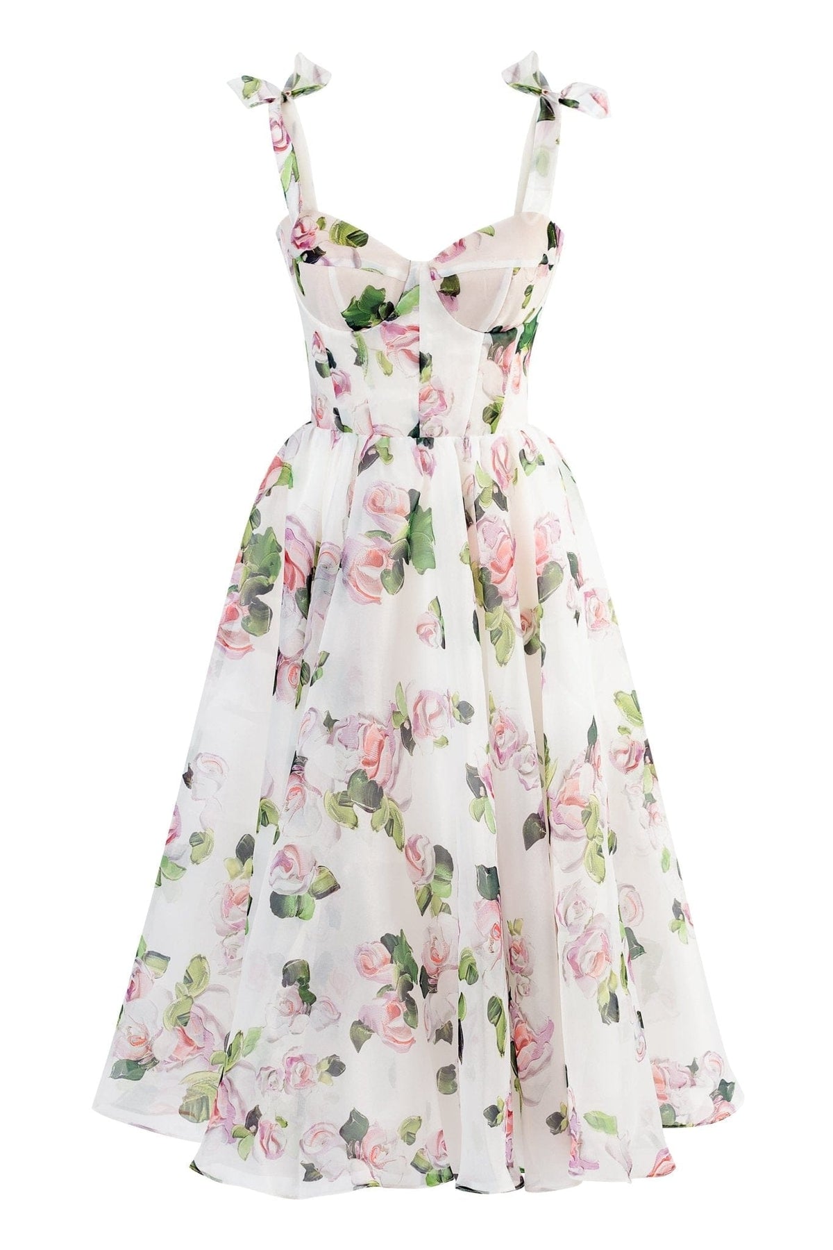 Tender floral midi tie-strap dress - Milla