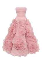 Dramatically flowered tulle dress in misty pink - Milla