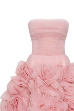 Dramatically flowered tulle dress in misty pink - Milla