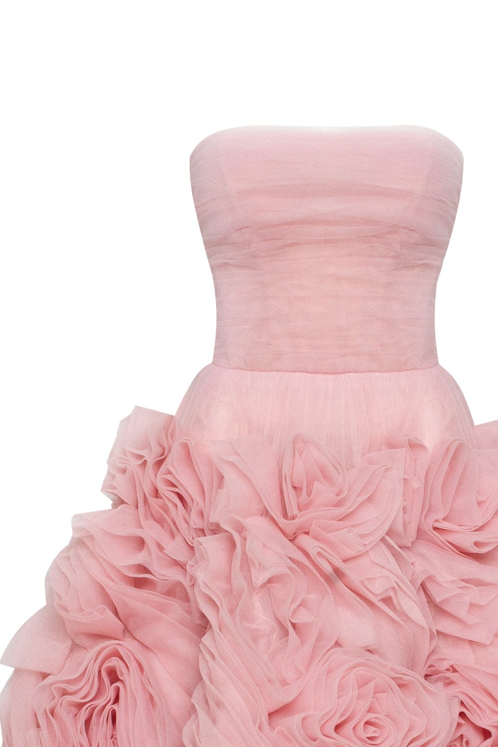 Dramatically flowered tulle dress in misty pink - Milla