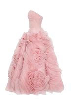 Dramatically flowered tulle dress in misty pink - Milla