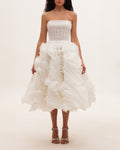 Semi-Sheer Bustier Built-Cup Lace-Up Dress