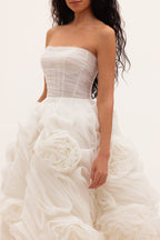 Semi-Sheer Bustier Built-Cup Lace-Up Dress