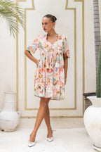 Multicolour Tropical V-Neck Mini Dress
