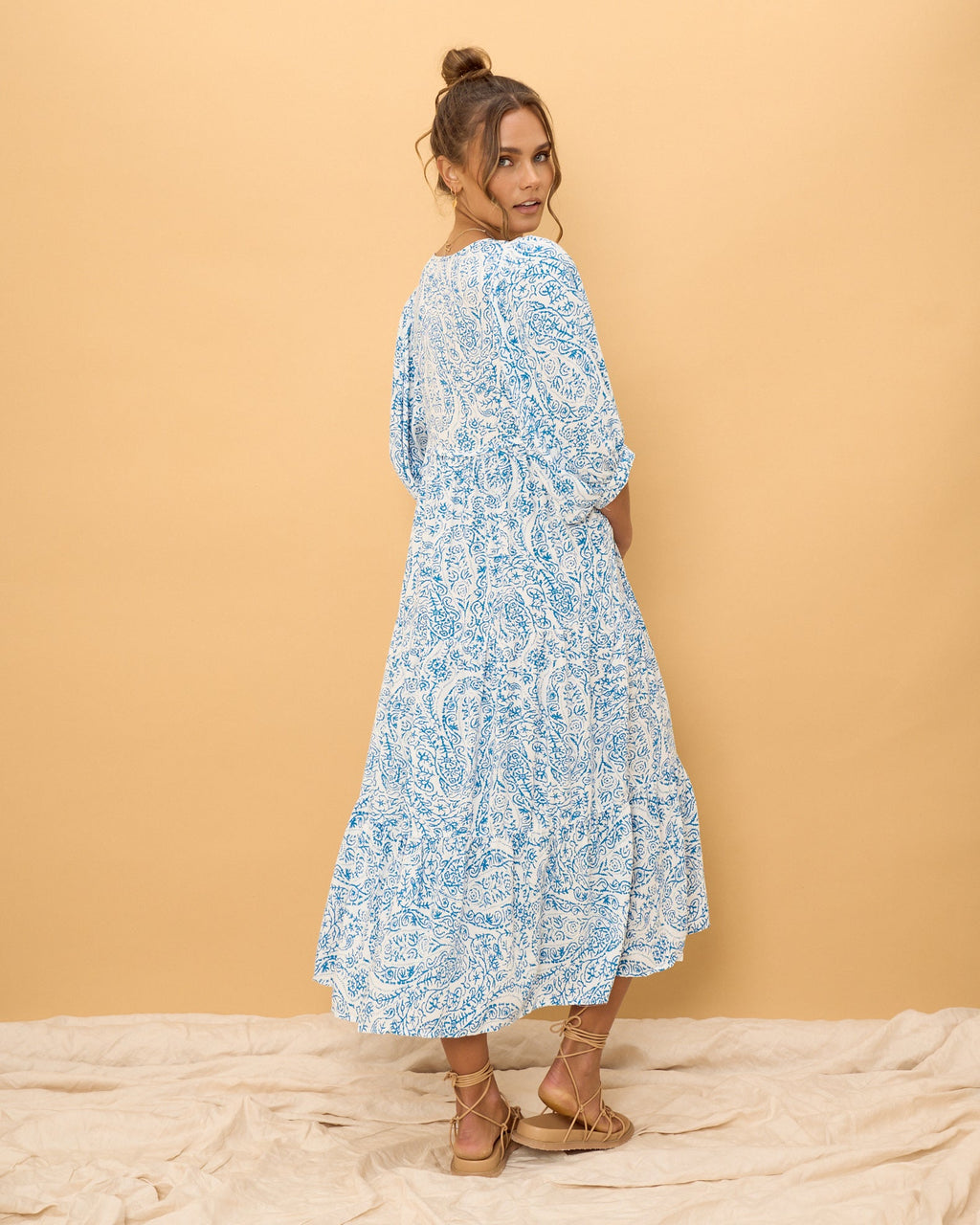 Blue Boho Midi Dress