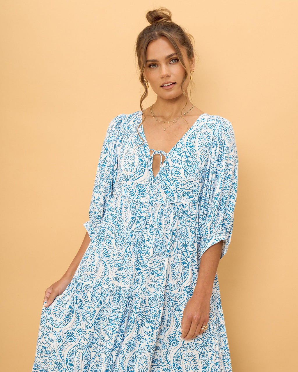 Blue Boho Midi Dress