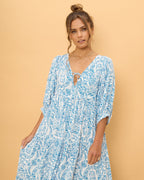 Blue Boho Midi Dress