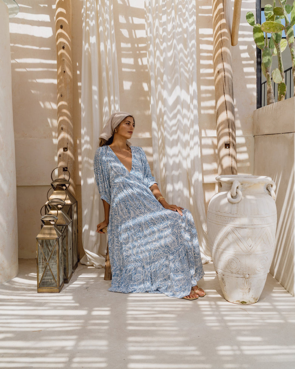 Blue Boho Midi Dress