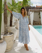 Blue Boho Midi Dress