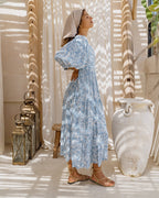 Blue Boho Midi Dress