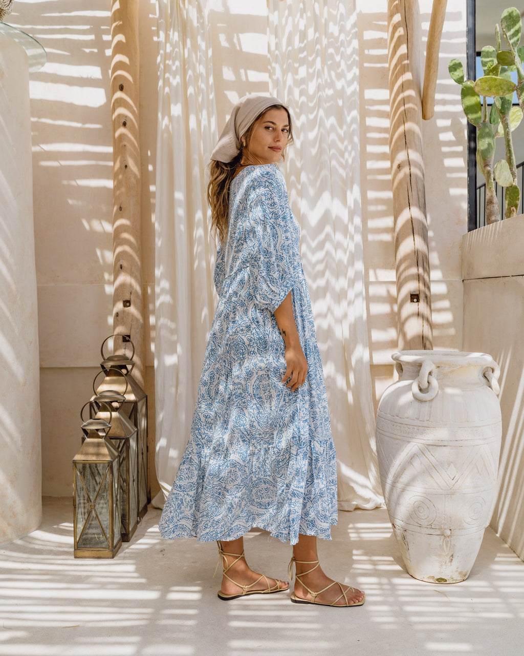 Blue Boho Midi Dress