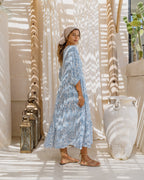 Blue Boho Midi Dress