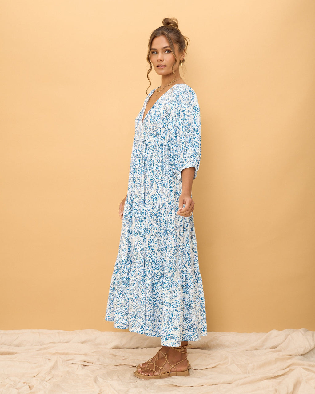 Blue Boho Midi Dress