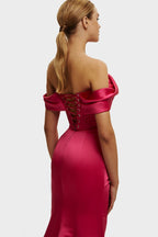 Fuchsia Princess strapless gown with thigh slit - Milla