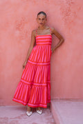 Pink Red Stripe Maxi Dress