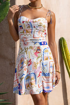 Multicolour Abstract Sweetheart Mini Dress