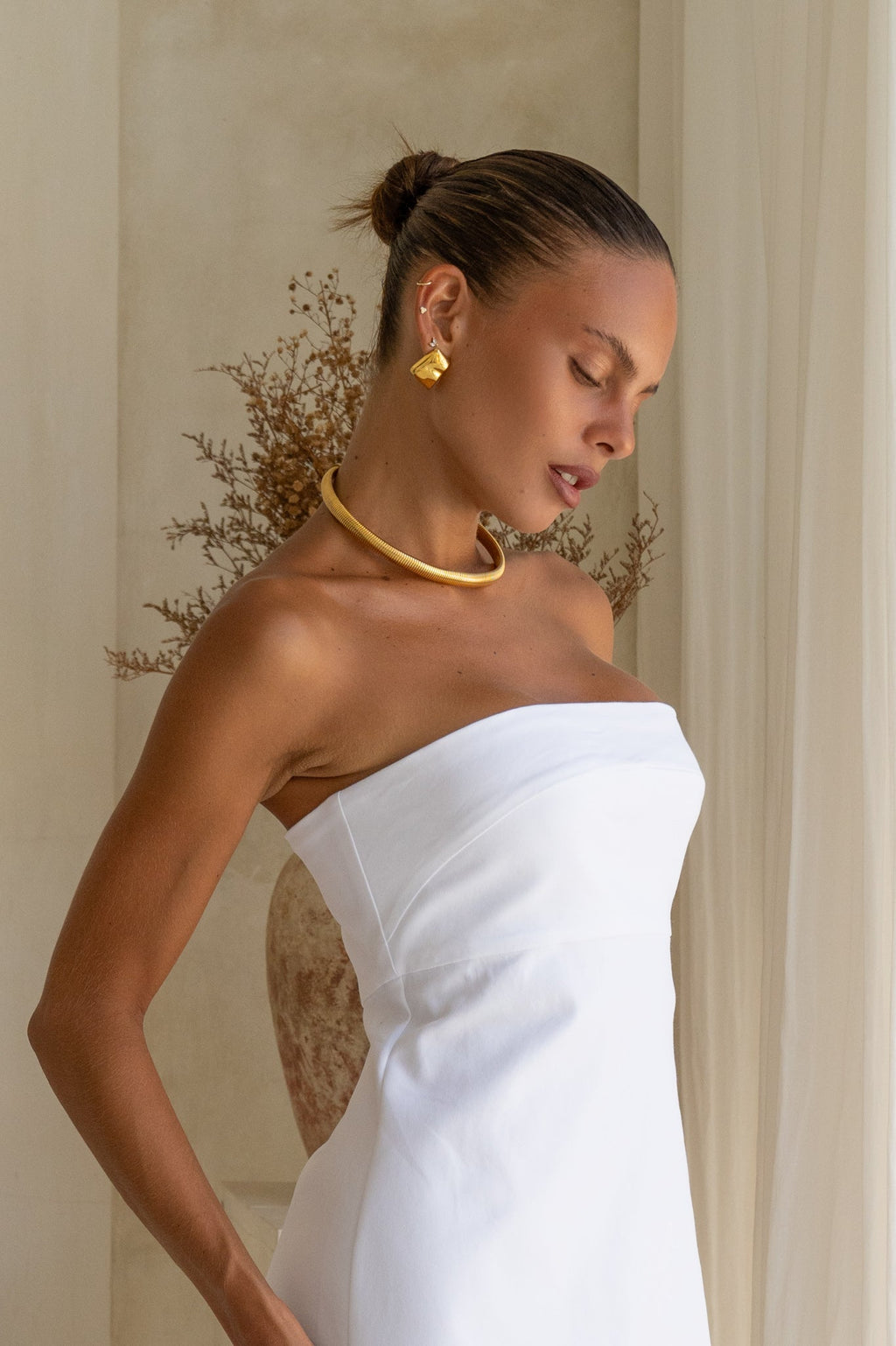 White Strapless Mini Dress