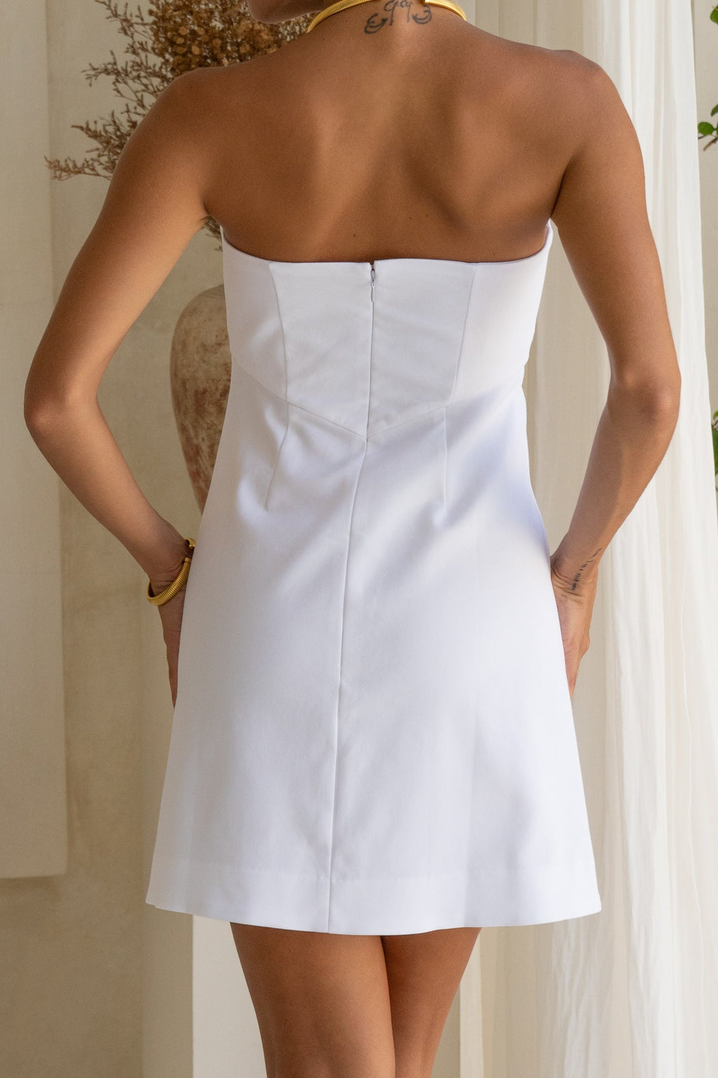 White Strapless Mini Dress